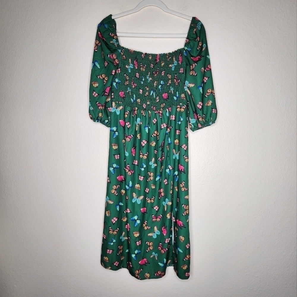 If She Loves Green Butterfly Dress L